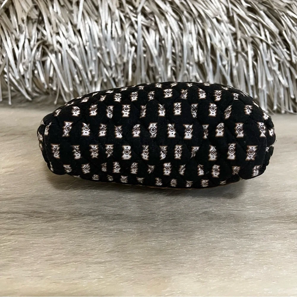 Vintage VERA BRADLEY Zebras 2001 Large Curved Cosmetic Case Black Tan Zipper Y2K